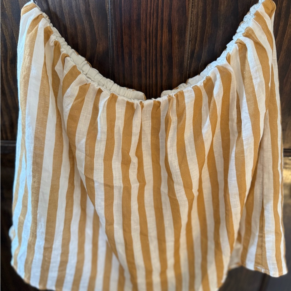 Anthropologie Beige and White Striped Maeve Strapless Top - Picture 5 of 5